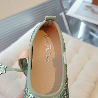 Children's Leather Shoes New Spring Autumn Ballet Flats for Girls Sequins Princess Versatile Kids Fashion Causal Catwalk Shoes