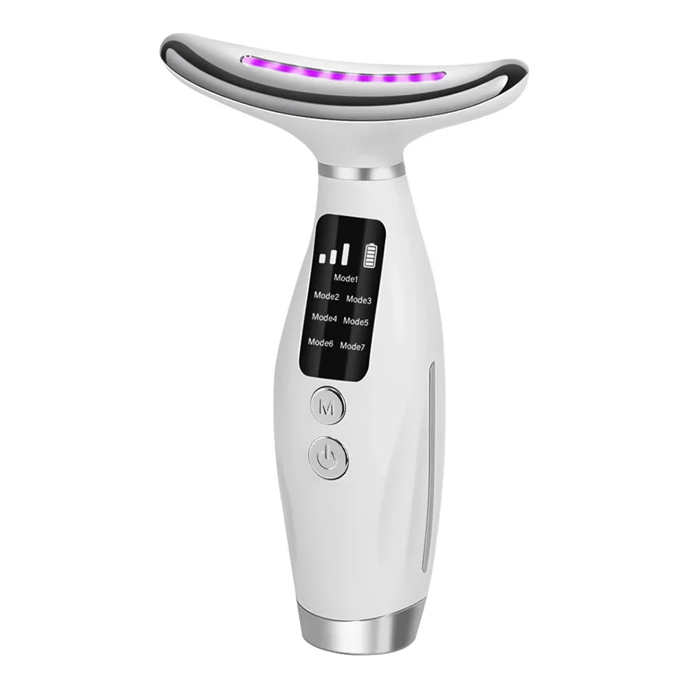 Neck Face Beauty Device 7 Color Light Skin Tighten Reduce Double Chin Anti Wrinkle Facial Lifting Massager