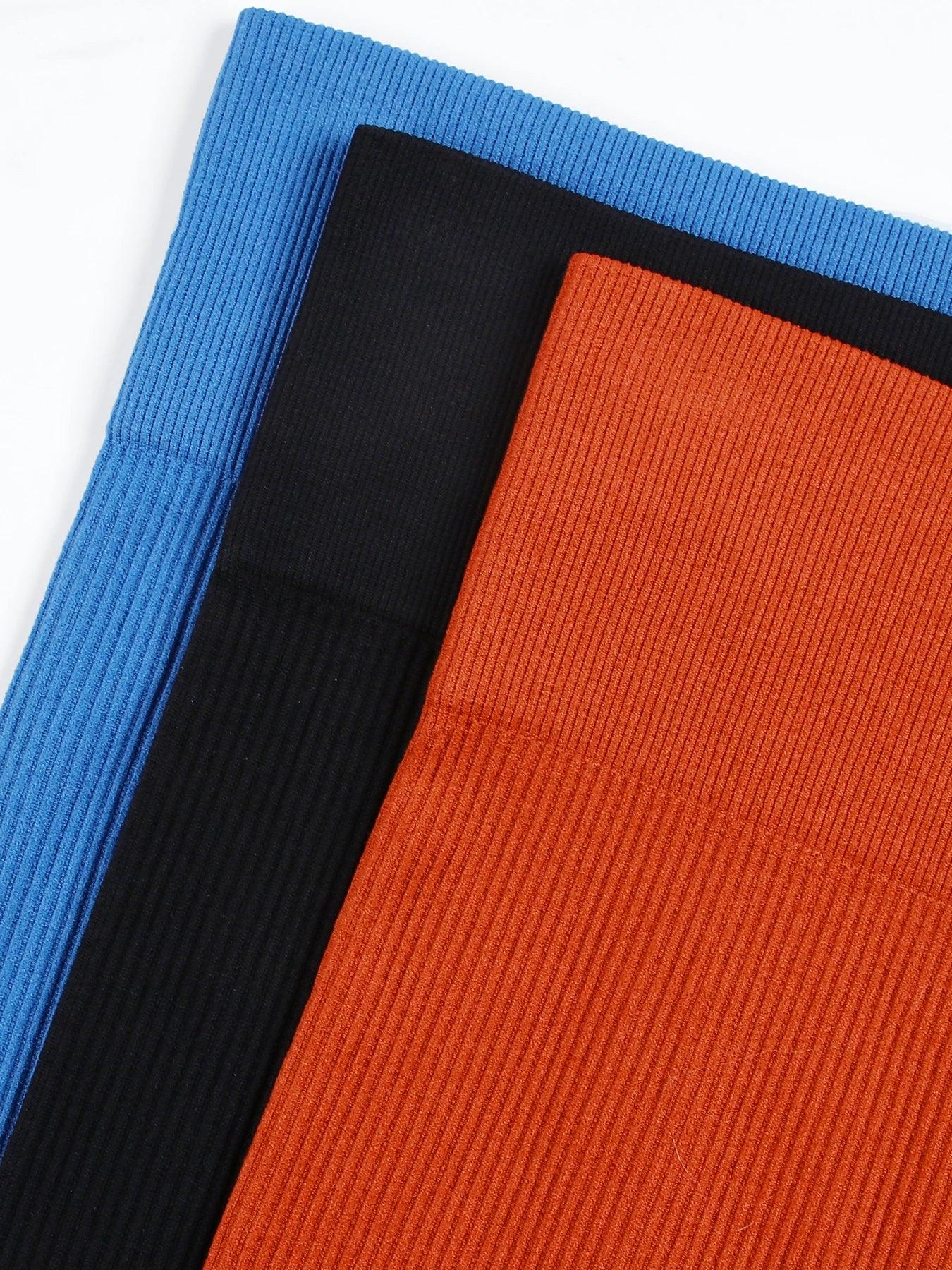 High Waisted Seamless Yoga Leggings, Ribbed Sportswear Tights