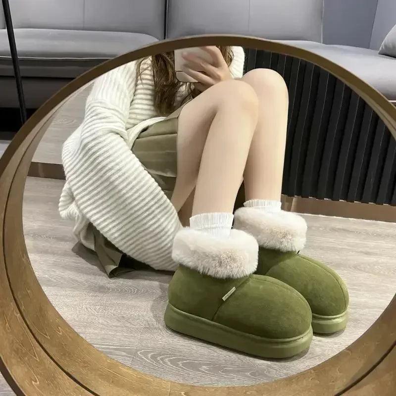 Kidmi classic fur boots for women winter outdoor fashion ankle long padded new indoor warm shoes
