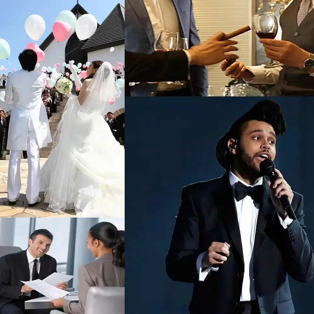 Formal Suit for Mens Business Work Clothes Office Jacket Vest Pants 3-Piece Suit Wedding Groom Tuxedo One Button Blazer for Prom