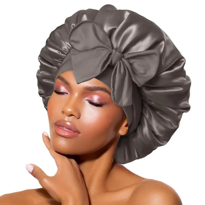 Silk Bonnet for sleeping Women Satin bonnet Hair Bonnet Night Sleep Cap Scarf wrap for Curly Hair with tie Band Black
