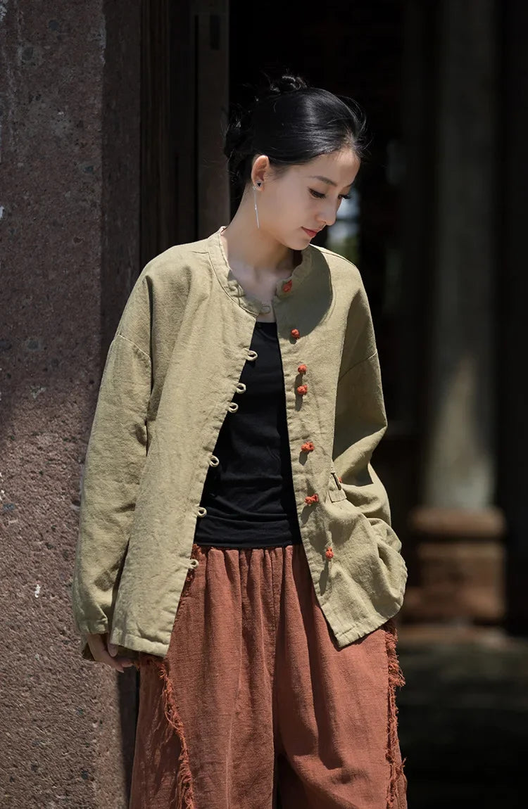 Women's Literary Vintage Ramie Linen Tops