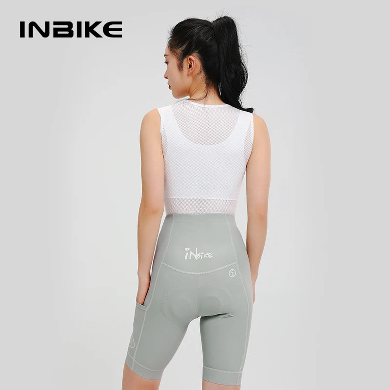 INBIKE Women's High Waist Cycling Shorts Padded Biking Pants With Pockets For Comfort Bicycle Tights For Biking Outdoor Sports