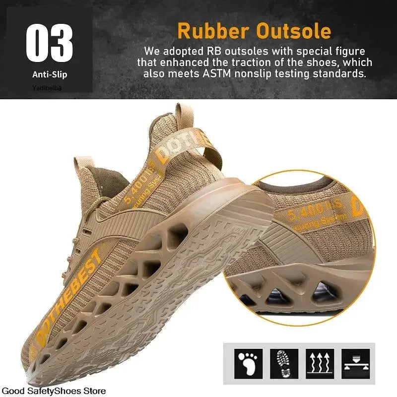 Safety Shoes Men For Work Sneakers Women Men Steel Toe Work Shoes Security Protective Shoes Lightweight Anti-Smash Anti-Puncture