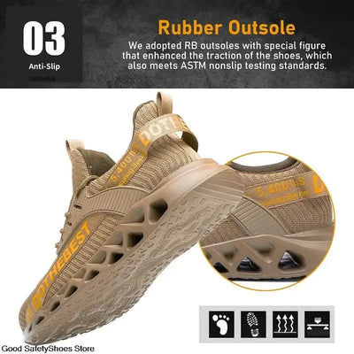 Safety Shoes Men For Work Sneakers Women Men Steel Toe Work Shoes Security Protective Shoes Lightweight Anti-Smash Anti-Puncture