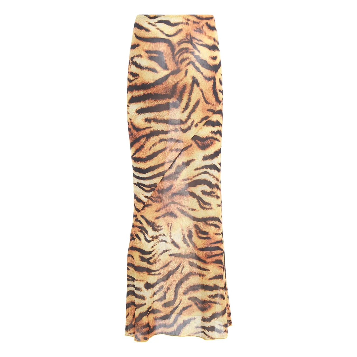 Womens Sheer Mesh Fishtail Wrap Hip Long Skirt Printed Leopard Maxi Skirt Female Vintage Costume High Waist Bodycon Cover Up