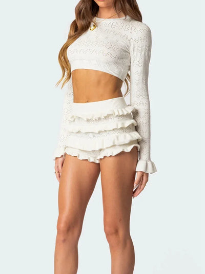 Women s Embroidered Knit Crop Top