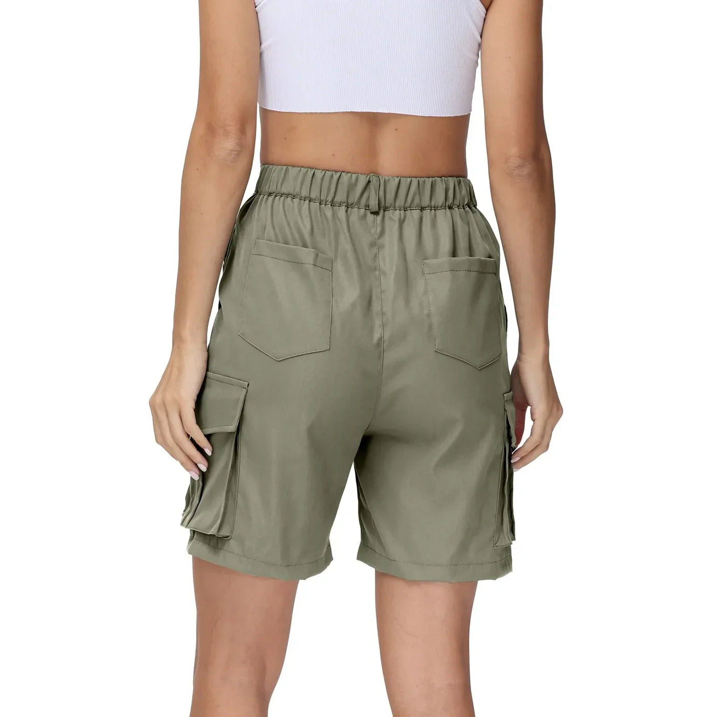 Multi-pocket Cargo Shorts For Women Summer Casual Shorts Knee Length short pants High Waist Sports Shorts Outdoor Hiking Shorts