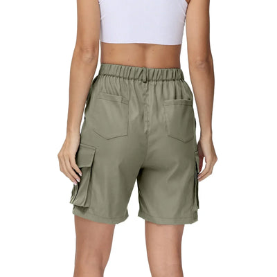 Multi-pocket Cargo Shorts For Women Summer Casual Shorts Knee Length short pants High Waist Sports Shorts Outdoor Hiking Shorts