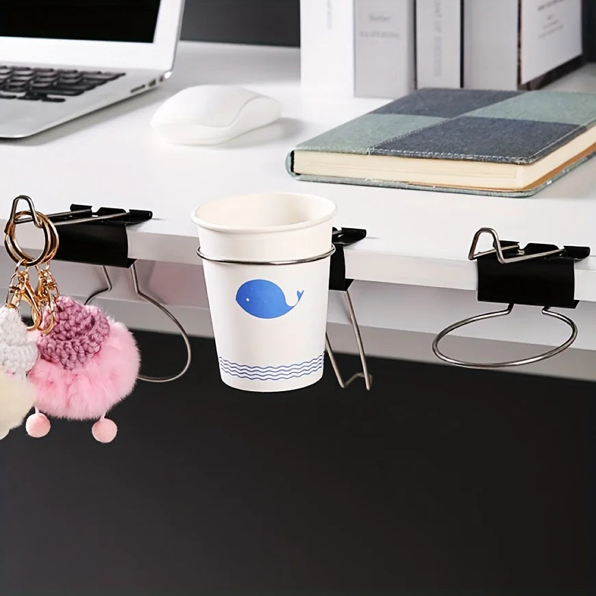 Stainless Steel Multi-Functional Cup Holder with Pen Slot - Ergonomic Desk Organizer for Office, Home, or Bathroom