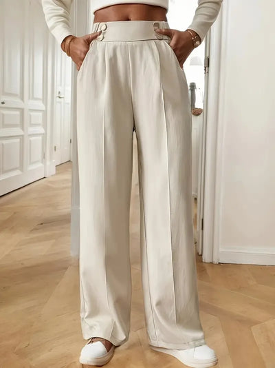 Women's High Waist Wide Leg Pants - 2025 New Flowy Floor-Length Trousers, Minimalist Straight Fit Lounge Pants with Elastic Wais