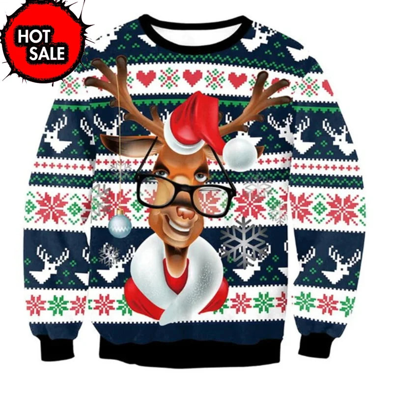 New Mens Christmas Jumper Sweatshirt Funny Humping Reindeer Climax Tacky Ugly Xmas Sweater Tops Couple Crew Neck Party Sweaters