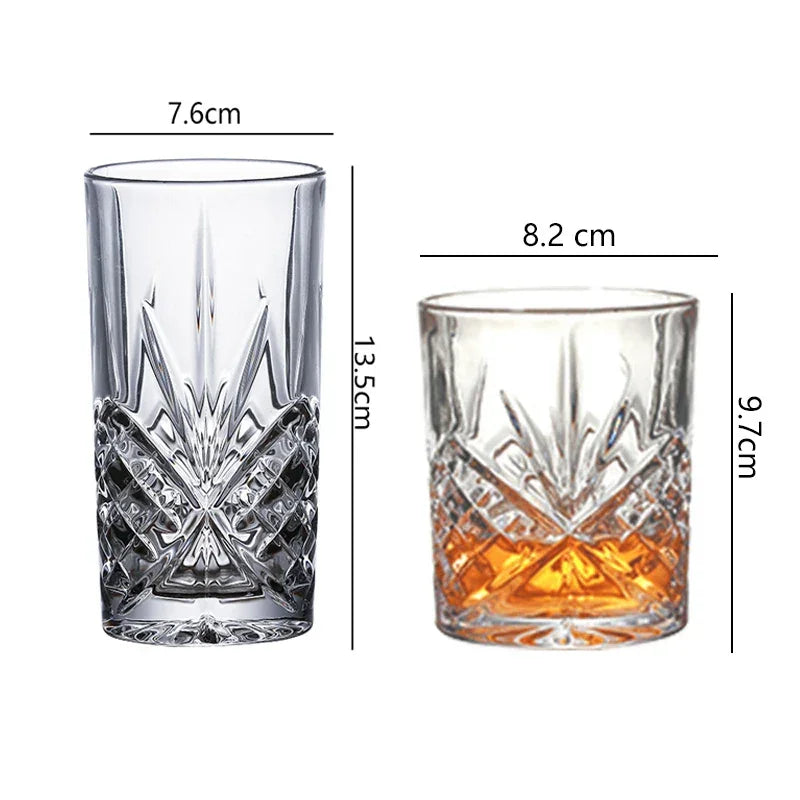 Drinkware 330ml/350ml Carved Wine Glass Foreign Wine Glass Exquisite Juice Beverage Mugs Water Bottle Classical Whiskey Glass