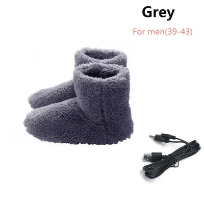 Useful Plush Comfortable USB Charging Foot Warmer Shoes Warm Foot Electric Heated Shoes Winter Warming Slipper