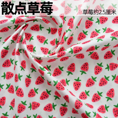 145x50cm Handmade Pink Strawberry Cotton Fabric for DIY Clothing, Ins Countryside Dress for Baby and Pet Cloth