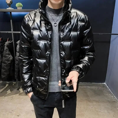 Men's Down Jacket Glossy Male Padded Coats Short Parkas Collared Padding Winter 2024 Outerwears Fashion 2024 Promotion Hot Outer