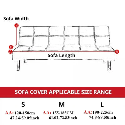 1/2/3Seater Sofa Bed Cover with Elastic Printing Seat Cover Armless Sofa Bed Cover Sofa Covers for Living Room Home Decor
