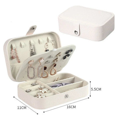 Portable Jewelry Storage Box Travel Organizer Jewelry Case Leather Storage Earrings Necklace Ring Jewelry Organizer Display