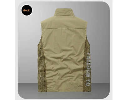 Summer Men's Work Vest Leisure outdoor Men Breathable Mesh Sports Waistcoat Man Photography Fishing Sleeveless Jackets Clothing