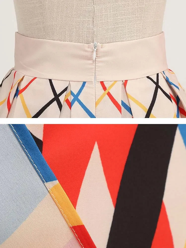 Summer Casual Women Midi Skirt Polka Dot High Waist Retro Vintage 50s Pleated Party Skirts