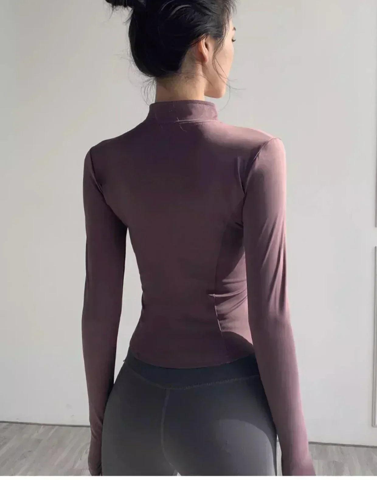 Women’s quick-drying sun protection sport coat tight yoga wear long sleeve cardigan running fitness jacket zipper