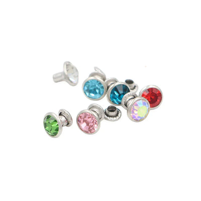 Colorful Crystal Rhinestone For Nails Rivets Studs For Leathercraft 100Sets Horse Tack Rivet Leather Belt Bags Clothing