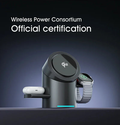 3 in 1 Wireless Charging Station for iPhone16/15/14/13/12 AirPods iWatch for Magsafe Rotation qi2 15W Fast Charging Station