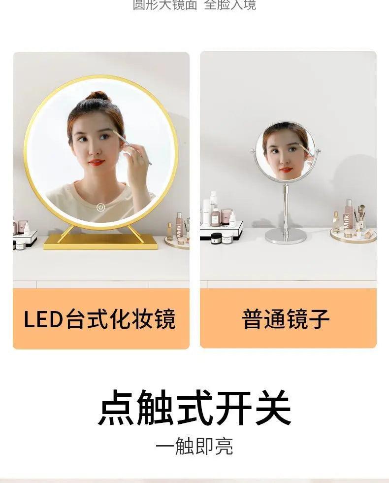 Led makeup home decor decorative mirrors photography aesthetic gold toilet round plastic espejo cosmético mhhzj