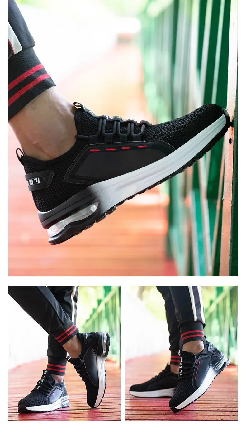 Lightweight Men's Safety Shoes Steel Toe Men's Work Shoes Slip Resistant Reinforced Shoes Man Fashion Breathable Sneaker