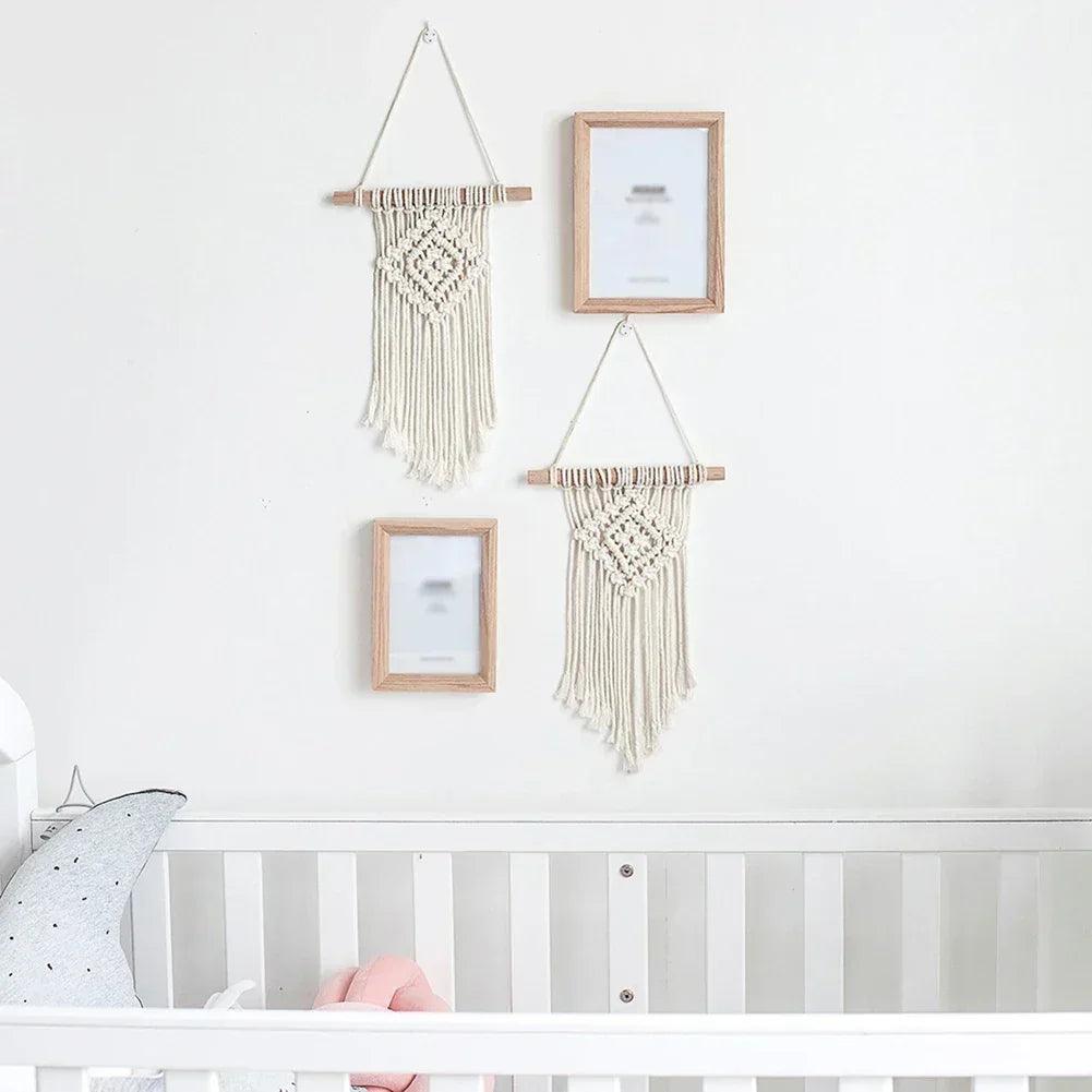 Hand-woven color macrame wall hanging ornament bohemian craft decoration gorgeous tapestry for home livingroom decor