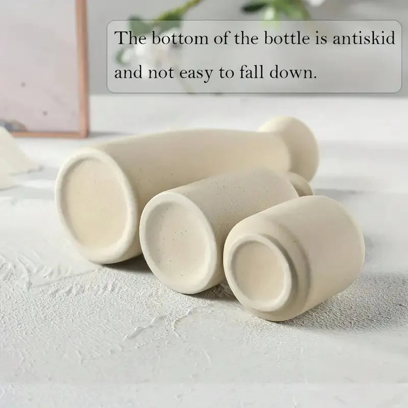 Home Decor Bohemian Vases, Ceramic Set of Three, Suitable for Living Room, Bookshelf and Dining Table Decorations