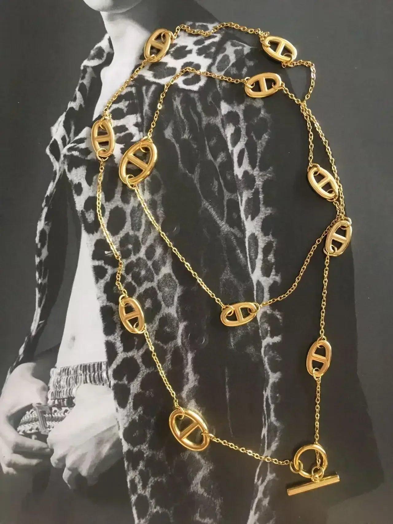 Luxurious 80cm non-fading necklace ot buckle long-sleeved decorative dress shirt t-shirt coat sweater chain high-end