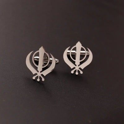 1Pair  Stainless Steel Cufflinks Men  Cuff ButtonLion Eagle Cross Sikh Symbol  For Wedding Shirt Badge Pin Business Shirt Cuffli