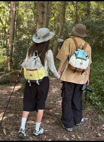 2025 Mountain Style Backpack Couple, Retro Color Block Hiking Bag, Lightweight Large Capacity Daypack for Outdoor