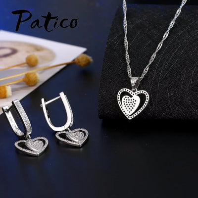 Wedding Jewelry Sets For Brides Fine Silver Drop Crystal Earrings Necklace Wedding Jewelry Genuine 925 Sterling Silver