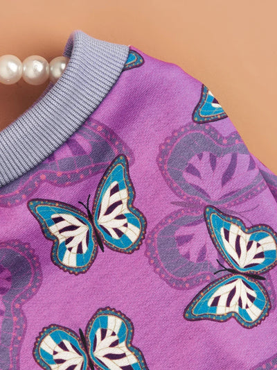 Pet Cloth Dog T-shirt with Colorful Butterflys Pattern Printed Clothes for Puppy Dog Cat Comfortable Apparel Costume