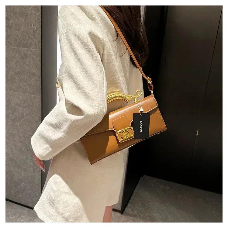 Women’s handbag new bags for women metal handle leather famous brand designer crossbody fashion trend shoulder bag