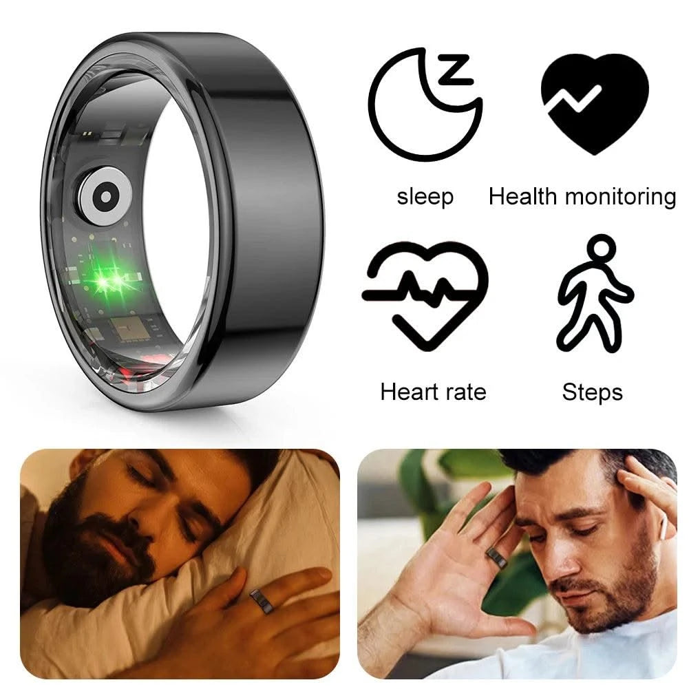 R02 Smart Ring Military Grade Titanium IP68 & 3ATM Waterproof Sleep Heart Rate Health Monitoring Multi-sport Modes Tracker Ring
