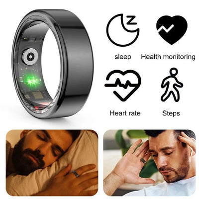 R02 Smart Ring Military Grade Titanium IP68 & 3ATM Waterproof Sleep Heart Rate Health Monitoring Multi-sport Modes Tracker Ring