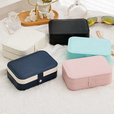 Portable Jewelry Storage Box Travel Organizer Jewelry Case Leather Storage Earrings Necklace Ring Jewelry Organizer Display