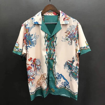 Men Hawaiian Shirts Streetwear Vintage