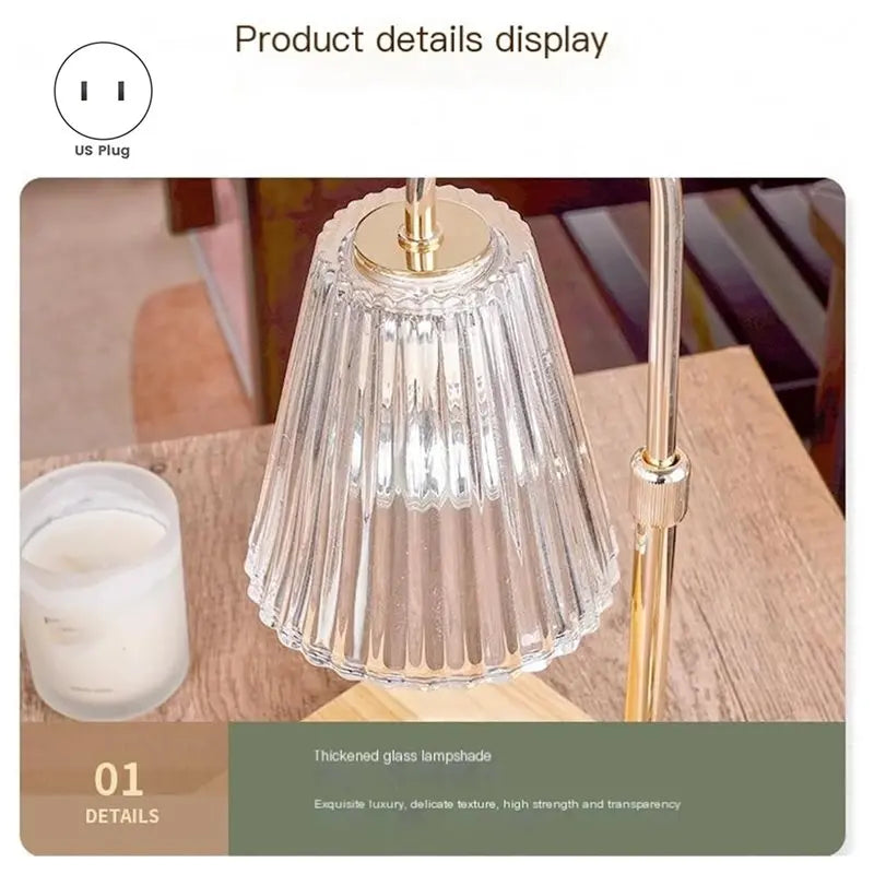 ABKW-Candle Warmer Lamp With Timer,Dimmable Candle Warmer For Home Decor,Adjustable Height Wax Melts Warmer Birthday Gift(US)