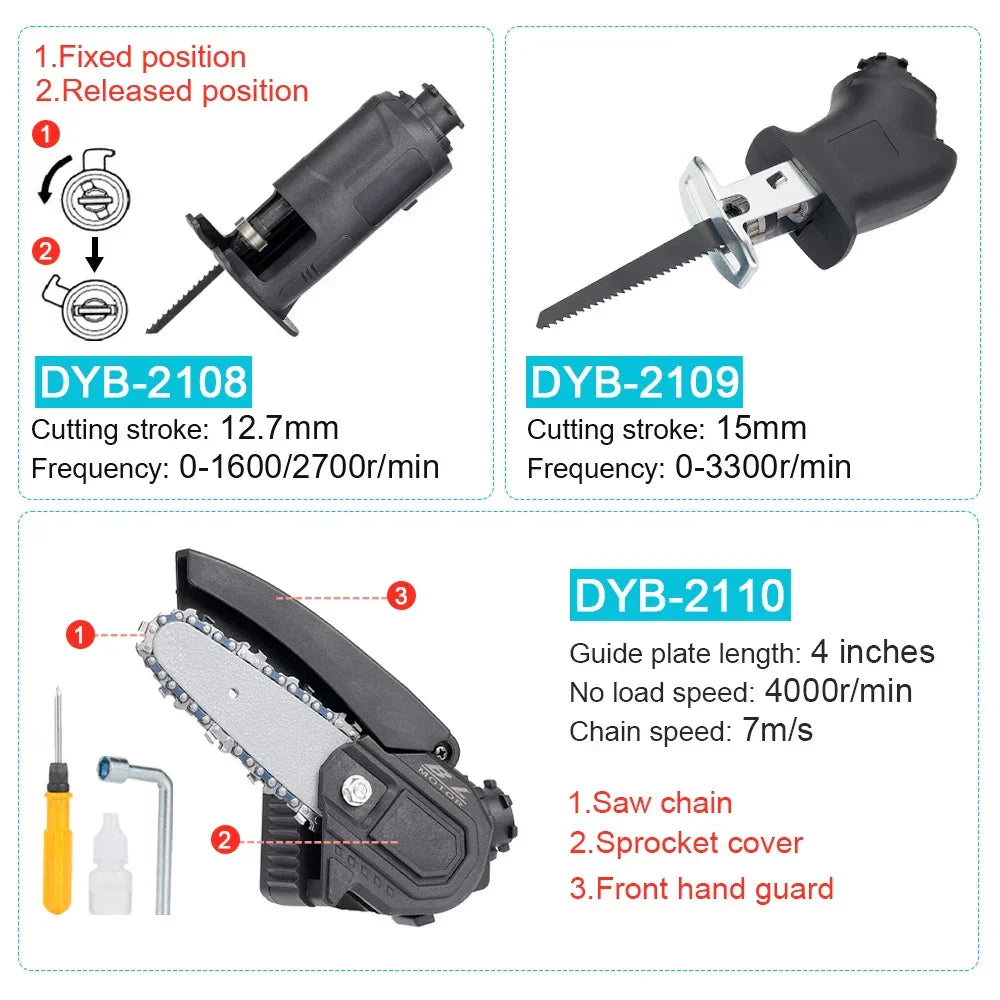 Brushless Electric Treasure Multitool Tools Screwdriver Electric Drill Polisher Reciprocating Saw Polisher Power Accessories