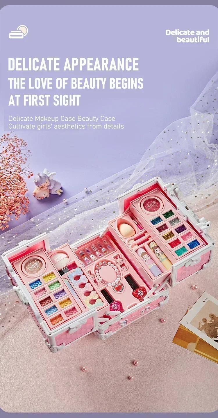 Kids makeup kit little girls 49 pcs washable real girl princess