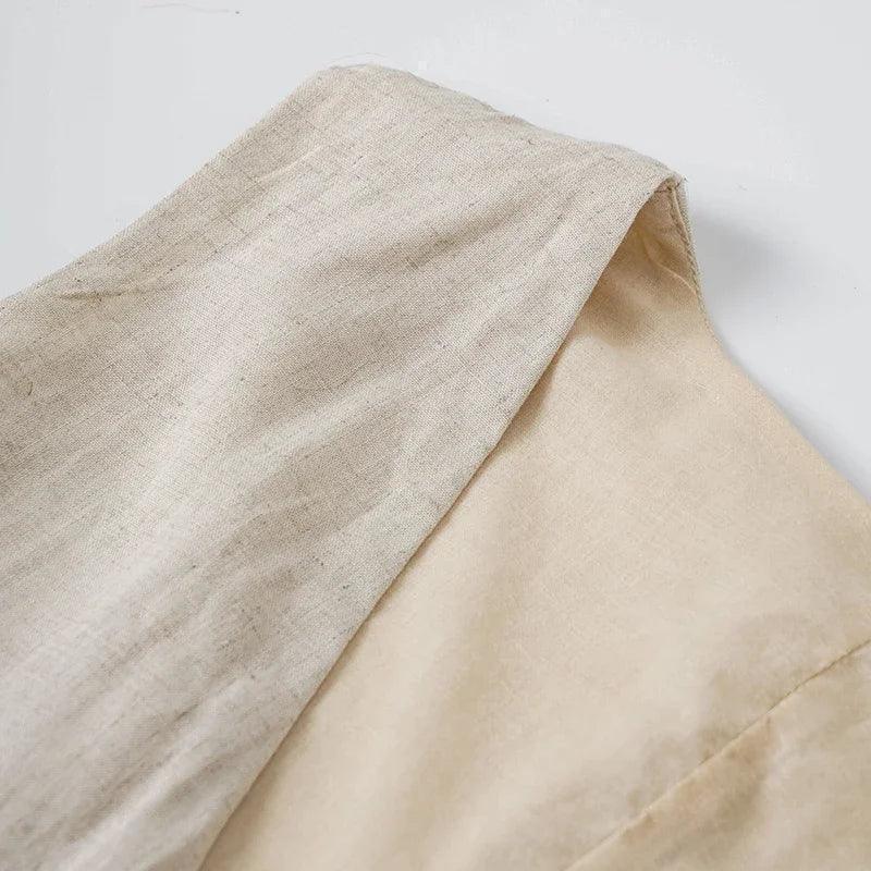 Women’s casual linen sleeveless dress v-neck chic elegant cotton-linen blend summer fashion sexy new arrival vestidos