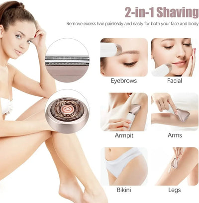 Electric Razor for Women, Painless 2 in 1 Wet & Dry Lady Shaver Portable Waterproof Bikini Trimmer Body Hair Removal