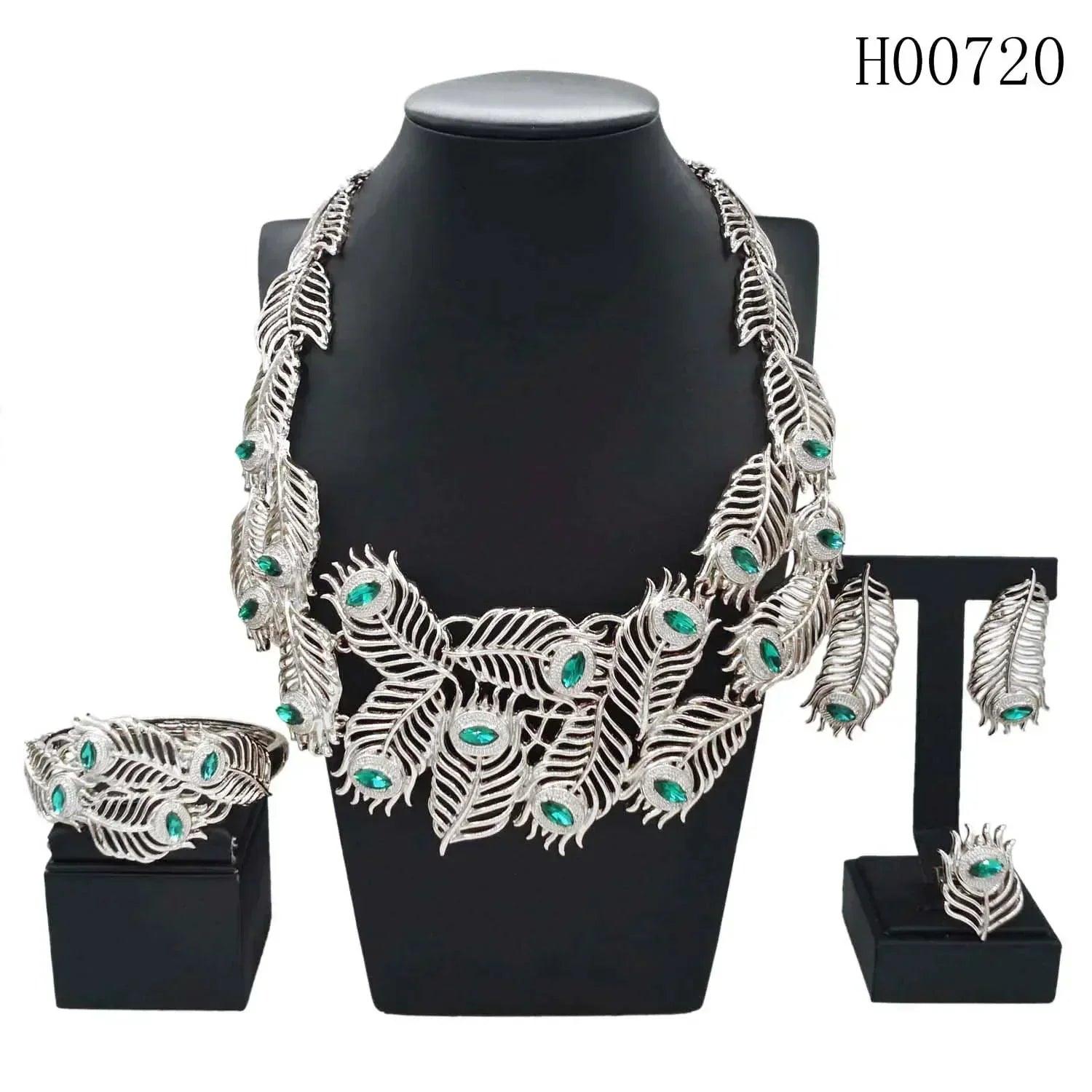 Luxury woman long necklace unique design italian wedding party earrings bracelets gold plated jewelry accessories high