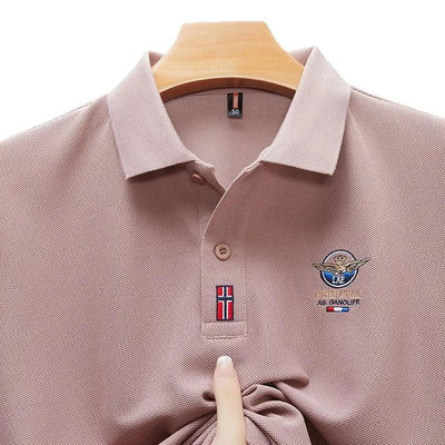 Short Sleeved Polo Shirt for Men in Summer 2025, New Business Casual Wrinkle Resistant Half Sleeved Lapel T-shirt, Loose and Iro
