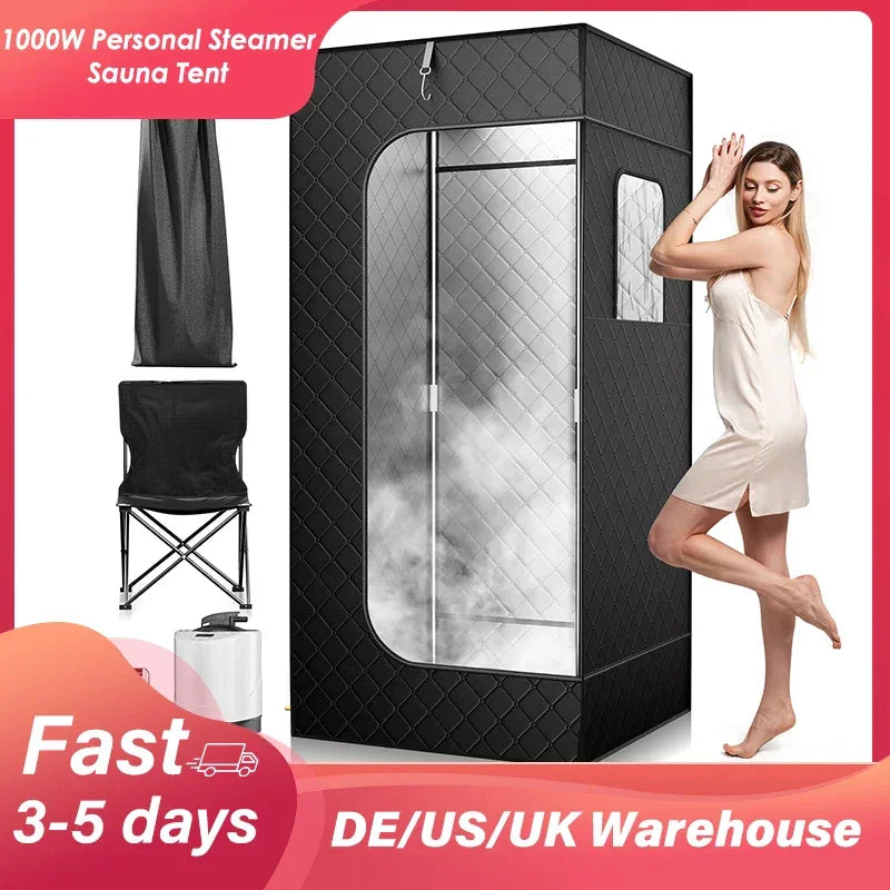 Portable Steam Sauna Tent Room with Steamer 1000W 2.6L Steam Generator Single Person Sauna for Relaxation Detox Home Spa